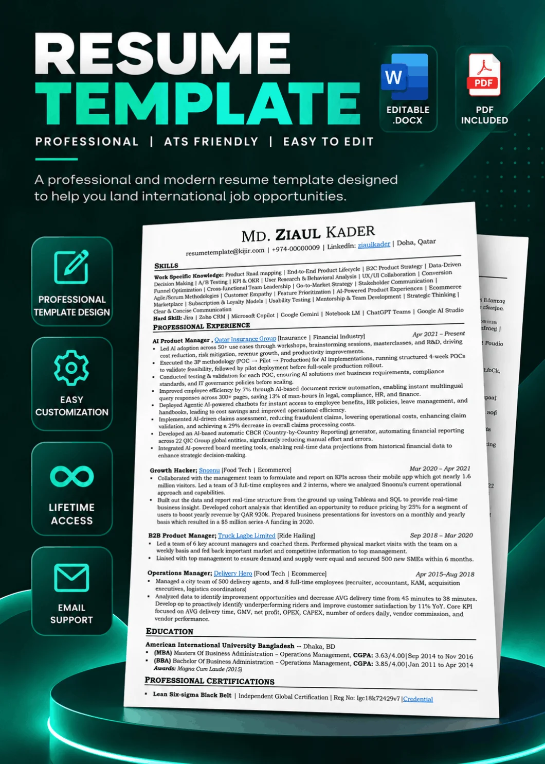 Resume Template for Global Jobs